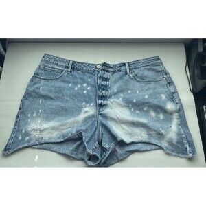 Good American Women's Bombshell Cut Off Shorts Bleach Splatter Distressed 16